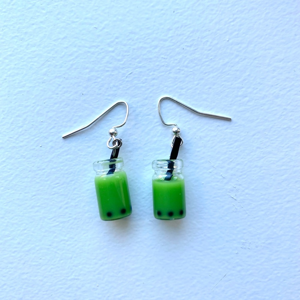 Boba Earrings - Green - Brand New!